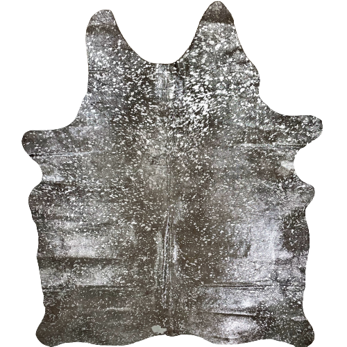 XL Dyed Taupe Brazilian Cowhide with a Silver, metallic Acid Wash - 8' x 6' (BRAW383)