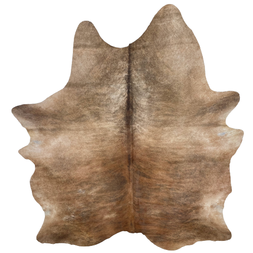 XXL Tan, Brown, and Black Brazilian Brindle Cowhide: tan and black on the top half, and brown and black on the lower half - 8'6" x 6'6" (BRBR1024)