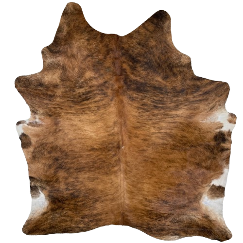 XL Reddish Brown and Black Brazilian Brindle Cowhide: reddish brown with black, brindle markings - 8'2" x 6'7" (BRBR1408)