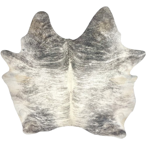 Ivory and Gray Brazilian Brindle Cowhide: ivory with dark and light gray, brindle markings - 7' x 6'1" (BRBR1583)
