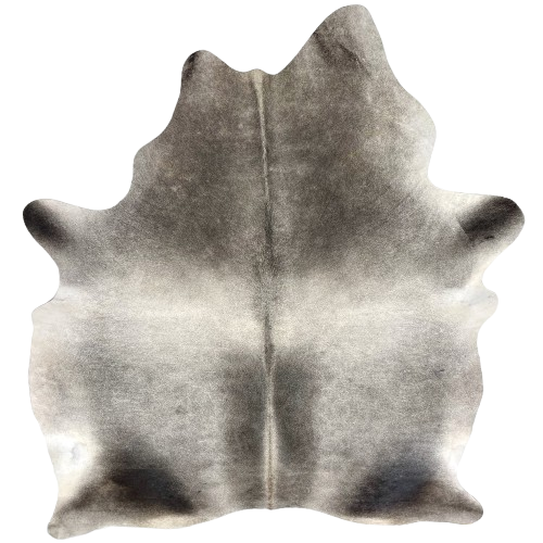 Two Tone Gray Brazilian Cowhide: light gray with darker gray on the shoulder and down both side of the spine, and black on part of the butt and fore shanks - 7'4" x 5'11" (BRGR308)