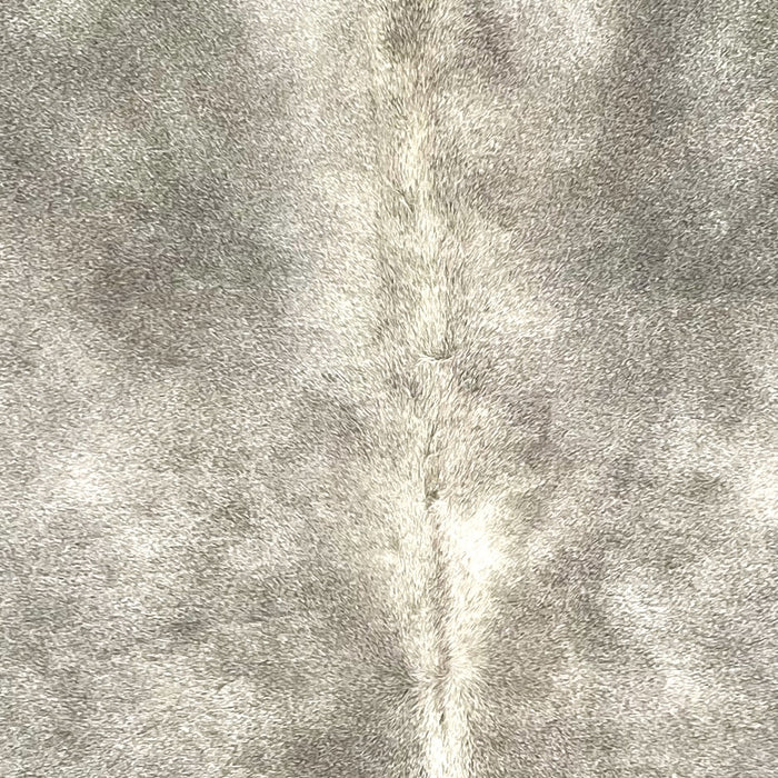 Closeup of this Large Brazilian Cowhide, showing a mix of gray and off-white (BRGR316)