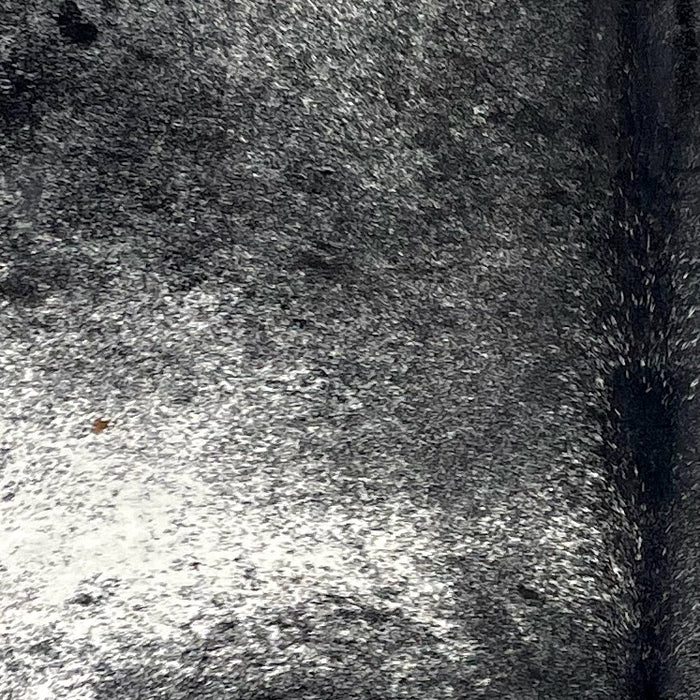 Closeup of this Speckled Brazilian Cowhide, showing white with black speckles and spots (BRSP3159)