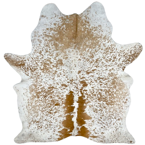 White and Brown Speckled Brazilian Cowhide: white with brown speckles and spots - 7'2" x 5'5" (BRSP3223)