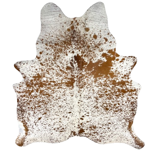 White and Brown Speckled Brazilian Cowhide: white with brown spots and speckles - 6'2" x 5' (BRSP3469)