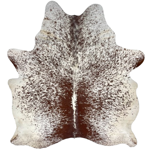 White and Brown Speckled Brazilian Cowhide: white with brown speckles and spots - 7' x 5'6" (BRSP3497)