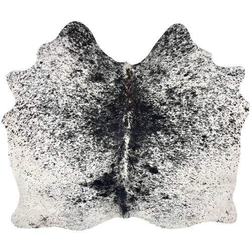 White and Black Speckled Brazilian Cowhide: white with black speckles and spots - 5'4" x 5'3" (BRSP3537)
