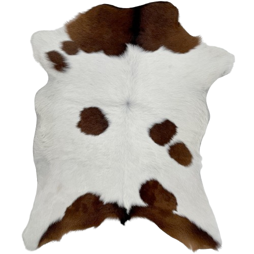 White and Dark Brown Calfskin: mostly white, with a few dark brown spots - 2'8" x 2'3" (CALF793)