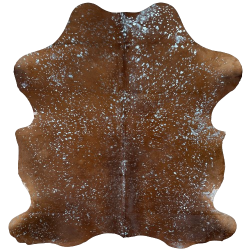 Solid Brown Colombian Cowhide w/ Sky Blue Acid Wash - 6'4" x 5'2" (COAW425)