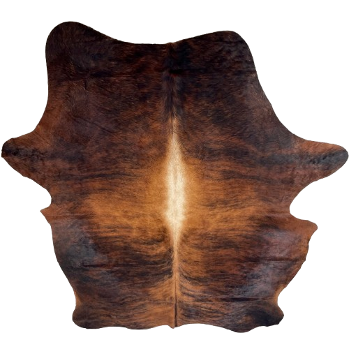 XXL Black and Reddish Brown Colombian Brindle Cowhide: black and reddish brown, with off-white down part of the spine - 8'7" x 5'11" (COBR1571)