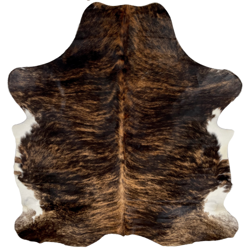 Colombian Black and Brown Brindle Cowhide, with white on part of the belly - 6'9" x 5'6" (COBR999)