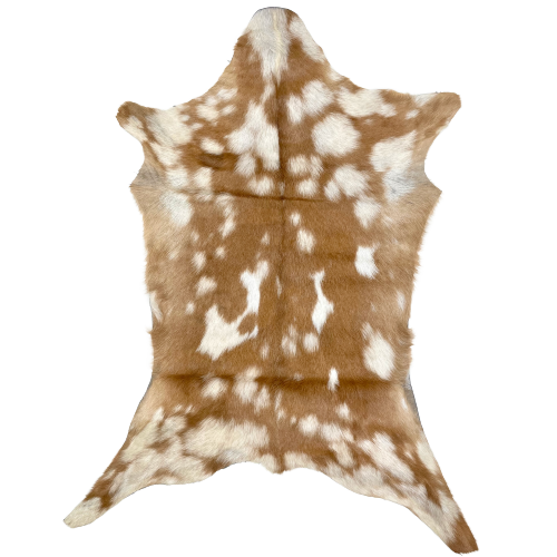 Light Brown and White Spotted Goatskin: light brown with white spots - 3'4" x 2'5" (GOAT241)