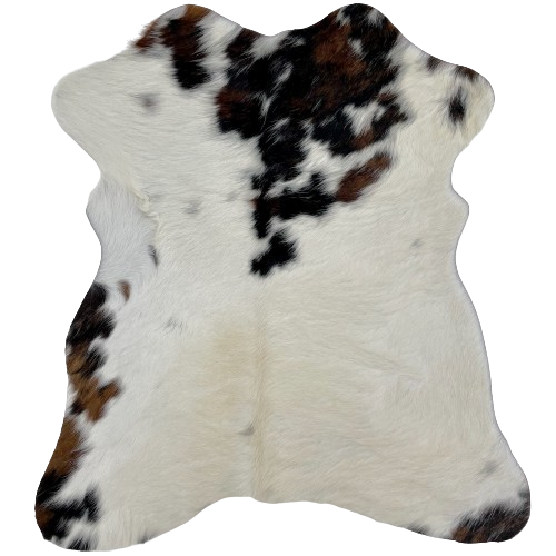 Tricolor Mini Cowhide: off-white with spots that have a mix of black and dark brown - 2'8" x 2'3" (MINI269)
