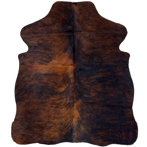 XS Black and Reddish Brown Brindle Cowhide: black with reddish brown, brindle markings - 4'4" x 3'4" (XS503)
