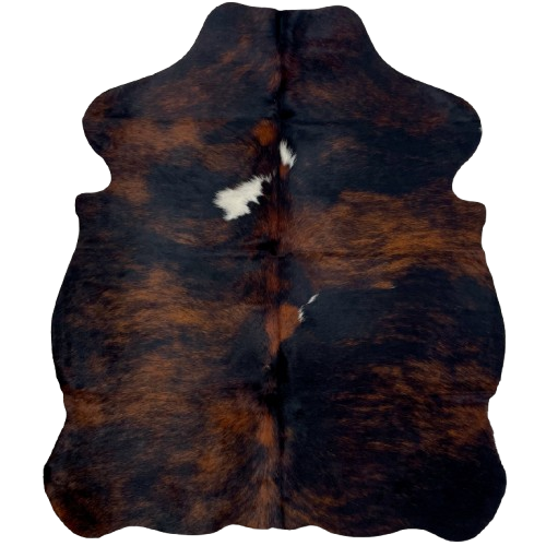XS Black and Brown Cowhide: has a mix of black and brown, and three small, white spots - 4'4" x 3'4" (XS586)