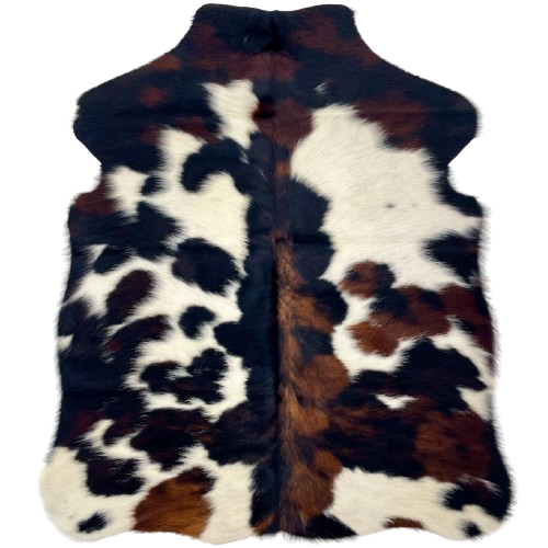 XS Tricolor Cowhide: off-white with black and brown spots - 4'5" x 3'5" (XS622)