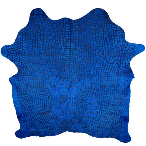 Brazilian Dyed Blue Cowhide w/ a Croc Acid Wash - 6'11" x 5'10" (BRAW343)