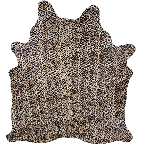 PROMO Off-White Brazilian Cowhide with Medium Brown and Black Leopard Print - 6'11" x 5'5" (BRLP035)