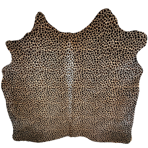 Light Brown Brazilian Cowhide with a brown and black, Leopard Print - 7'1" x 6'2" (BRLP072)