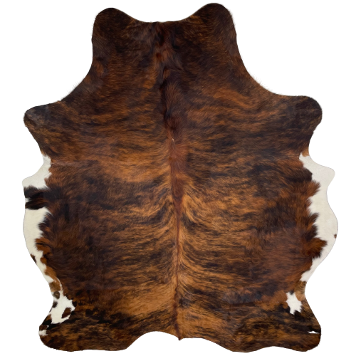 Colombian Brown and Black Brindle Cowhide: brown and black with white on the belly - 7'2" x 6' (COBR876)