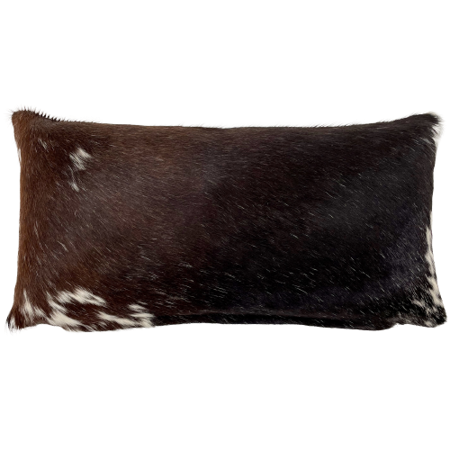 Lumbar Pillow - Blackish Brown and White Speckled Cowhide - 24" x 12" (LPIL083)