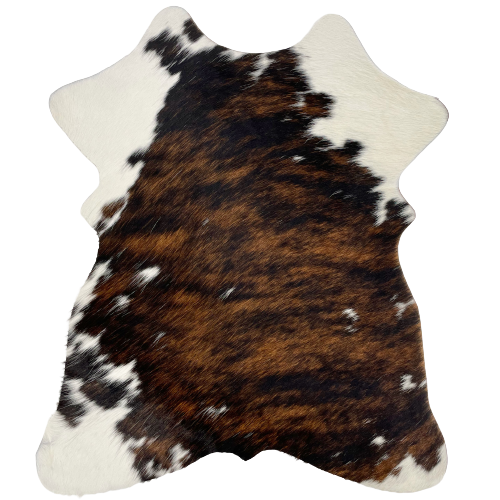 Tricolor Mini Cowhide, White with a Brown and Black Brindle Pattern - 2'8" x 2'3" (MINI075)
