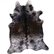 Deep Charcoal Salt and Pepper X-Large Cowhide Rug, 7'10" x 6'0" #00669