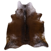Chestnut Brown Salt and Pepper X-Large Cowhide Rug, 7'3" x 6'6" #54505
