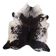 Black Salt and Pepper X-Large Cowhide Rug, 7'3" x 6'11" #87474