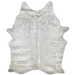 Large Off-White Brazilian Cowhide with an embossed Croc Print and Silver Metallic Acid Wash - 7'10" x 5'6" (BRAW461)