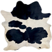 Black and White Brazilian Cowhide:  white with large, black spots, and it has off-white on the belly and hind shanks - 7'3" x 6'5" (BRBKW257)