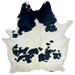 Large White and Black Brazilian Cowhide:  white with small and large, black spots - 7'9" x 6'4" (BRBKW261)