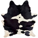 Black and White Brazilian Cowhide: white with large and small, black spots, and off-white on the belly and hind shanks - 7'3" x 6' (BRBKW283)