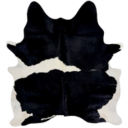 Black and White Brazilian Cowhide: white with two large, black spots - 6'8" x 5'10" (BRBKW284)
