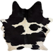 Black and Off-White Brazilian Cowhide:  off-white with black spots, and long hair down the middle of the shoulder and on the belly - 7'5" x 6'2" (BRBKW285)
