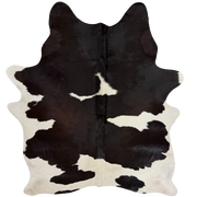  Black and White Brazilian Cowhide:  white with black spots, and hints of dark brown mixed in on the back -  7'1" x 5'6" (BRBKW286)