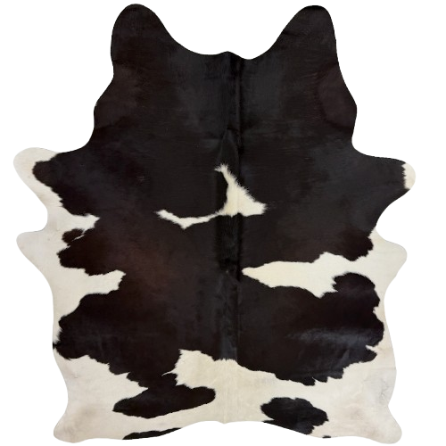  Black and White Brazilian Cowhide:  white with black spots, and hints of dark brown mixed in on the back -  7'1" x 5'6" (BRBKW286)