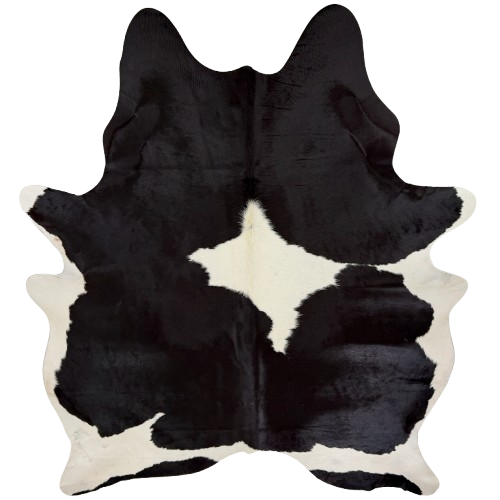 Large Black and White Brazilian Cowhide:   white with large, black spots - 7'9" x 6'2"  (BRBKW288)
