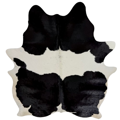 Black and White Brazilian Cowhide:  white with large, black spots - 7'3" x 5'8" (BRBKW289)
