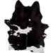Large Black and White Brazilian Cowhide: black with large and small, white spots  - 7'6" x 5'4"  (BRBKW291)