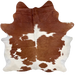 Reddish Brown and White Brazilian Cowhide: white with large and small, reddish brown spots - 6'7" x 5'8" (BRBNW360)
