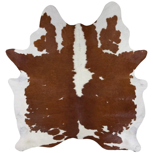 Brown and White Brazilian Cowhide: white with brown spots - 7' x 5'7" (BRBNW392)