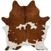 Reddish Brown and Off-White Brazilian Cowhide: reddish brown and off-white, with longer hair on the back, down part of the spine, and on the belly - 7' x 5'9" (BRBNW396)