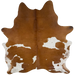 Brown and White Brazilian Cowhide:  brown with white spots that have brown speckles - 6'10" x 5'9"  (BRBNW398)