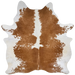 Large Brown and White Brazilian Cowhide:  brown with small and large, white spots, and white on the belly - 7'6" x 6'5"  (BRBNW401)