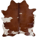 Dark Reddish Brown and White Brazilian Cowhide: dark reddish brown with white spots that have dark reddish brown speckles - 6'11" x 5'9" (BRBNW407)
