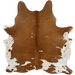 Brown and White Brazilian Cowhide: brown with white spots that have brown speckles - 7'3" x 5'9" (BRBNW408)