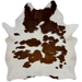 White and Dark Brown Brazilian Cowhide:  has long hair that is white with dark brown spots - 6'5" x 5'8" (BRBNW421)