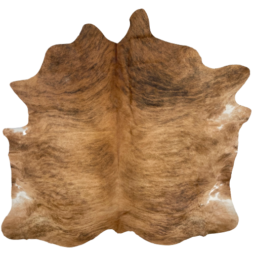 Light Brown and Black Brazilian Brindle Cowhide - 7'2" x 6'2" (BRBR1016)