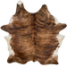 XL Reddish Brown and Black Brazilian Brindle Cowhide:   reddish brown and black, and has white and cream, with speckles, on the belly  - 8'1" x 6'8" (BRBR1017)